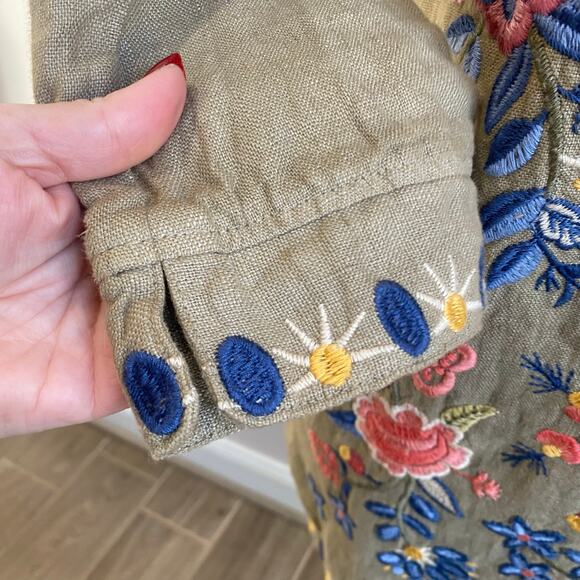 Johnny Was Tiwa Oversized Floral Embroidered Linen Open Cardigan Sz Small Petite - Picture 11 of 13